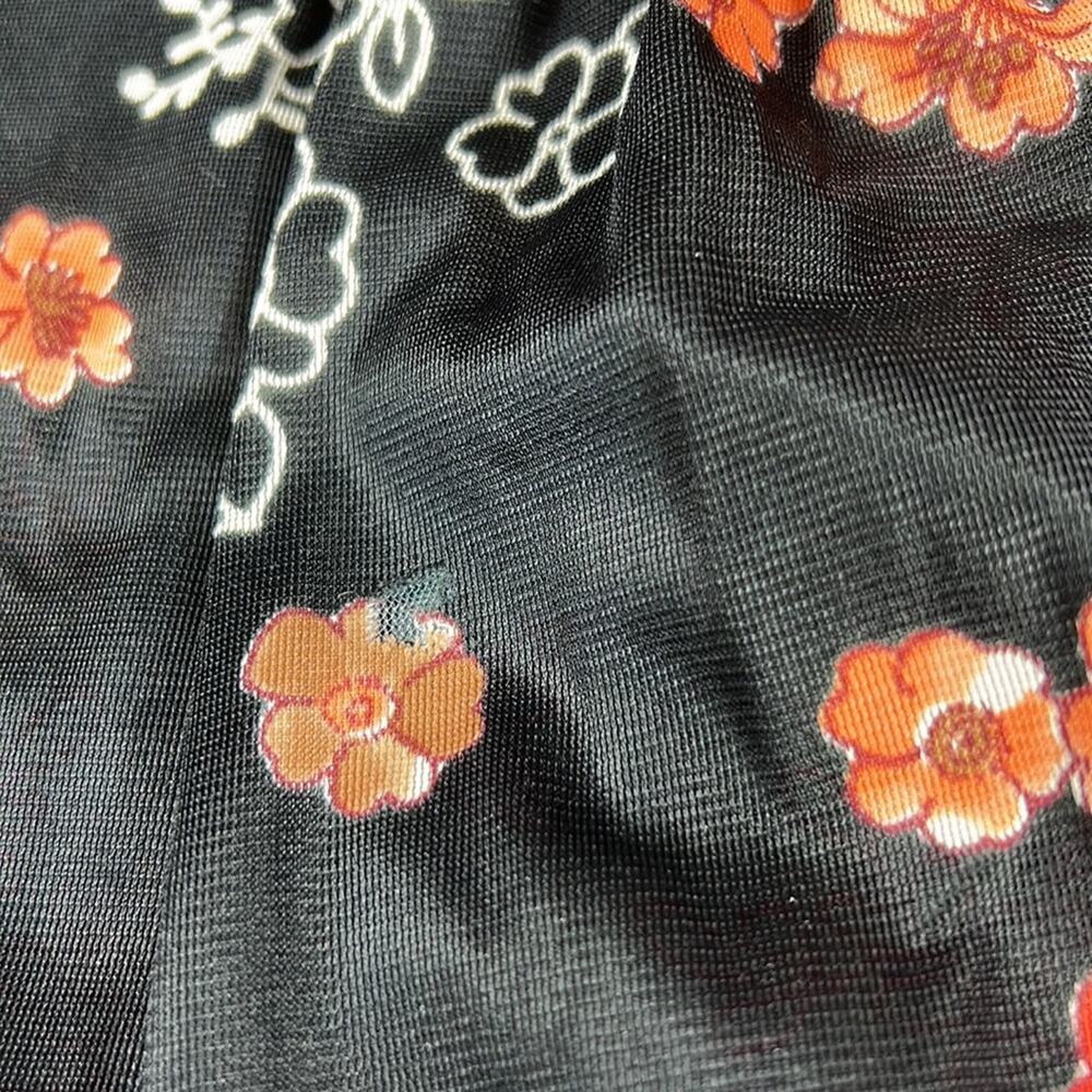 Vintage 70s Unbranded flutter collar black orange floral print maxi dress, small - Picture 8 of 9